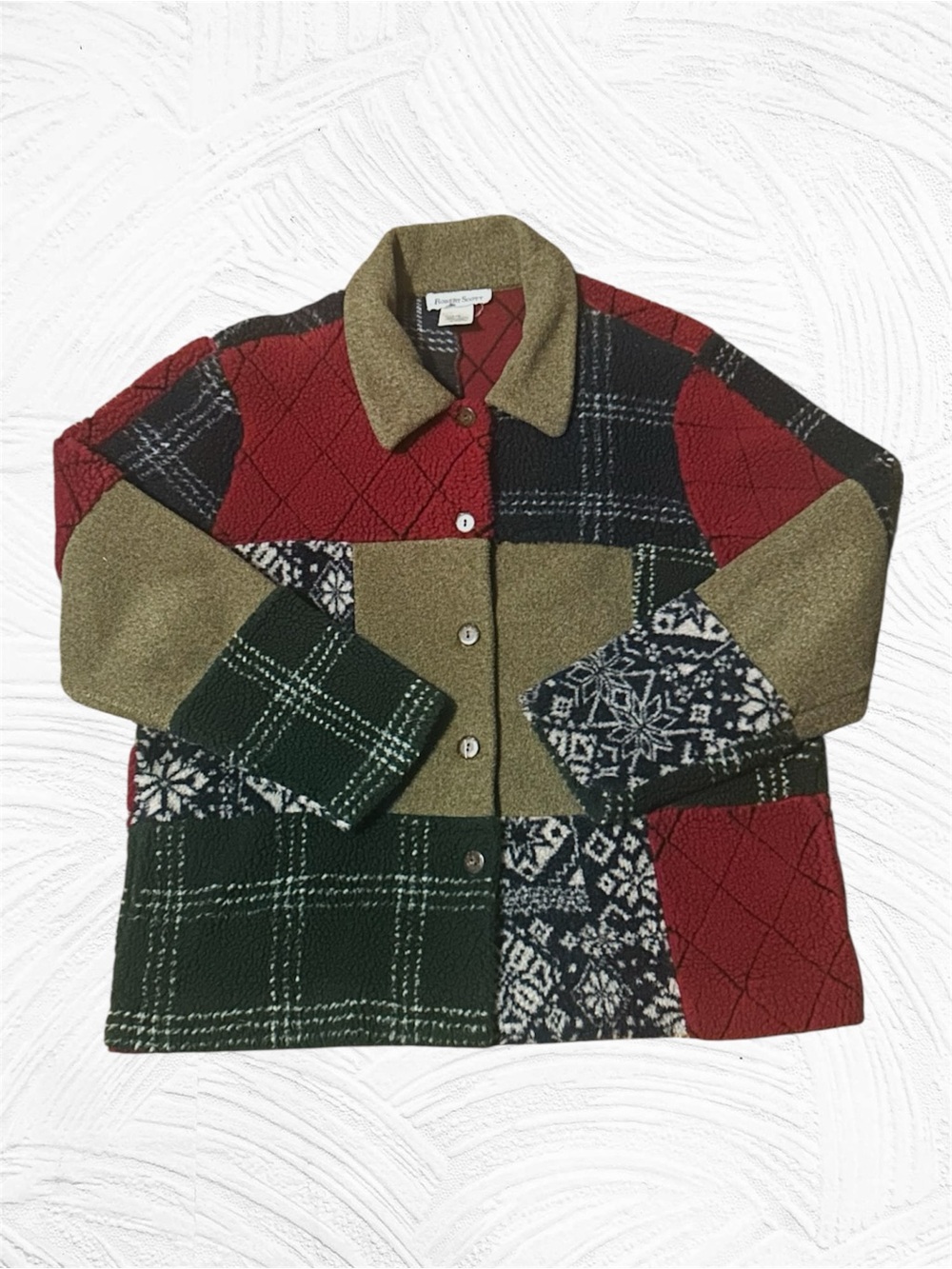 Robert Scott Patchwork Winter Print Sherpa Jacket Size Large